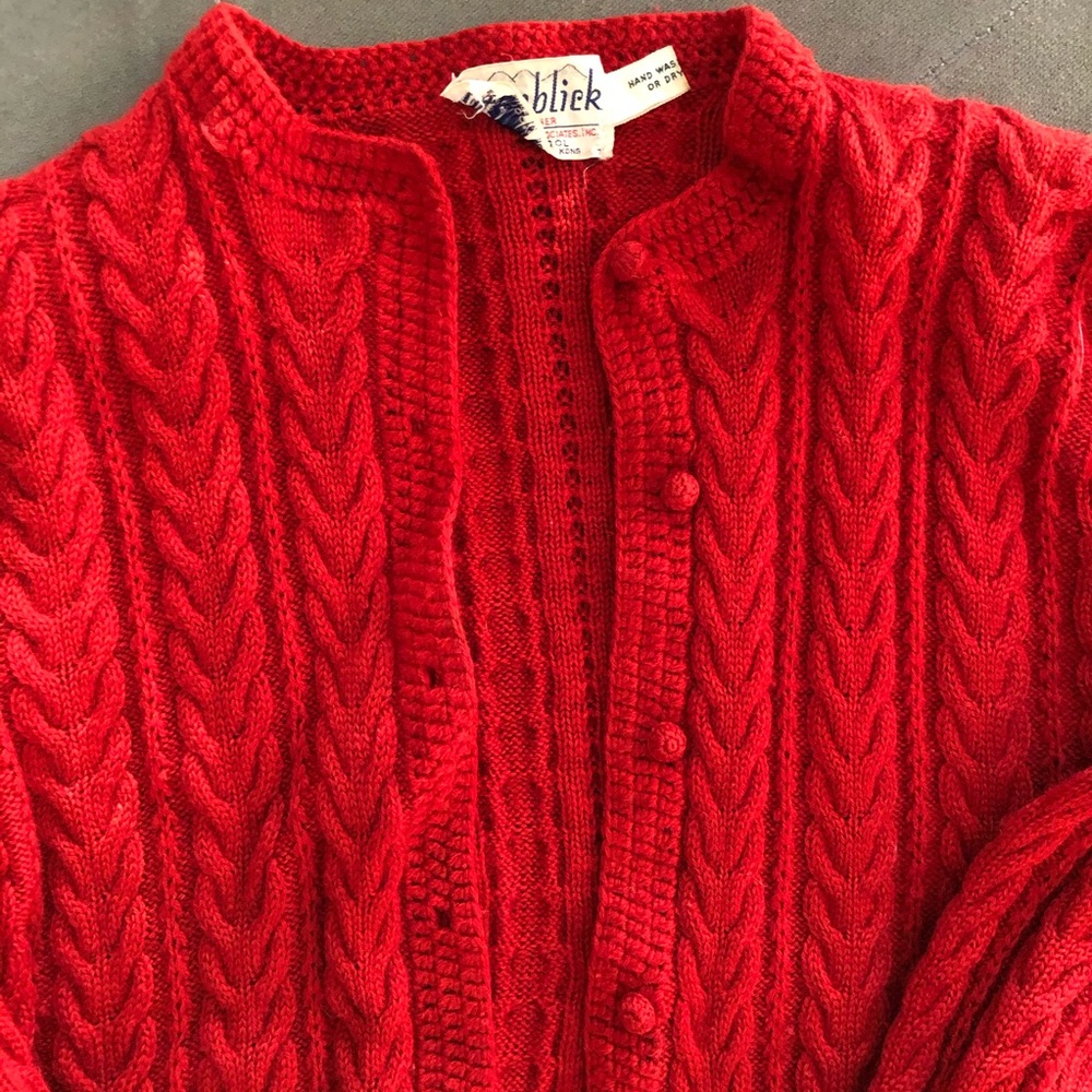 Vintage Red Cardigan Wool - Picture 4 of 8